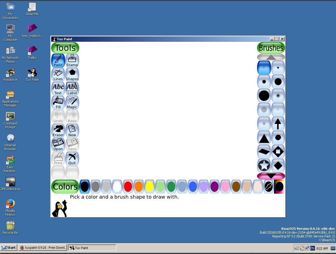 reactos's tweet photo. Tux Paint 0.9.22 runs on #ReactOS!
Test by stavpup. https://t.co/KQ7T8PzKU5