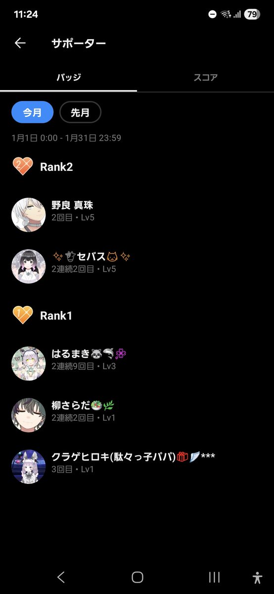 1月、そんなに配信しなかったのに、こんなにサポ取ってくださった方がいました！！
さとーけ幸せだなぁ…
ありがとう😊♡