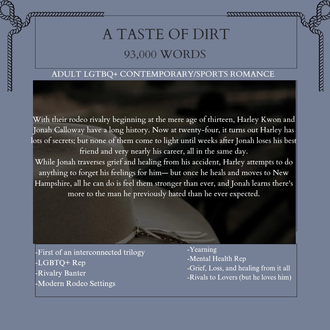 sinclairmacabre's tweet image. Jonah and Harley are sworn rodeo rivals, fighting every chance they get. But, when Jonah loses his best friend and gets seriously injured, things change. Lines get crossed that were never there before.
Little does Jonah know, Harley has a LOT of secrets.

#questpit #A #CR