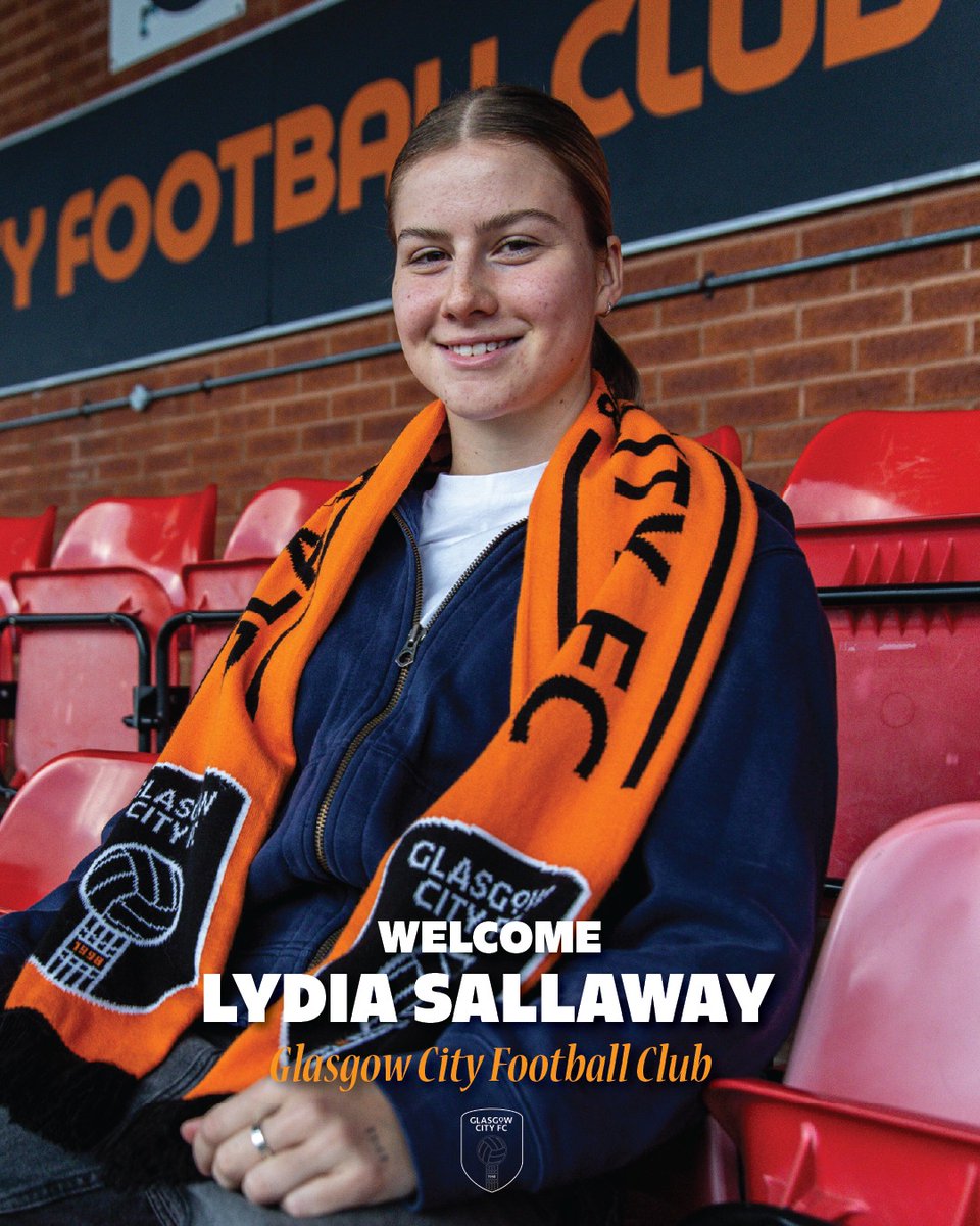 GlasgowCityFC's tweet photo. 👋 We're excited to announce the loan signing of England youth international Lydia Sallaway.

The 18-year-old joins us on loan from @AVWFCOfficial until the end of the 2025/26 season.

Welcome to Glasgow Lydia! https://t.co/Th2DAZZk9t
