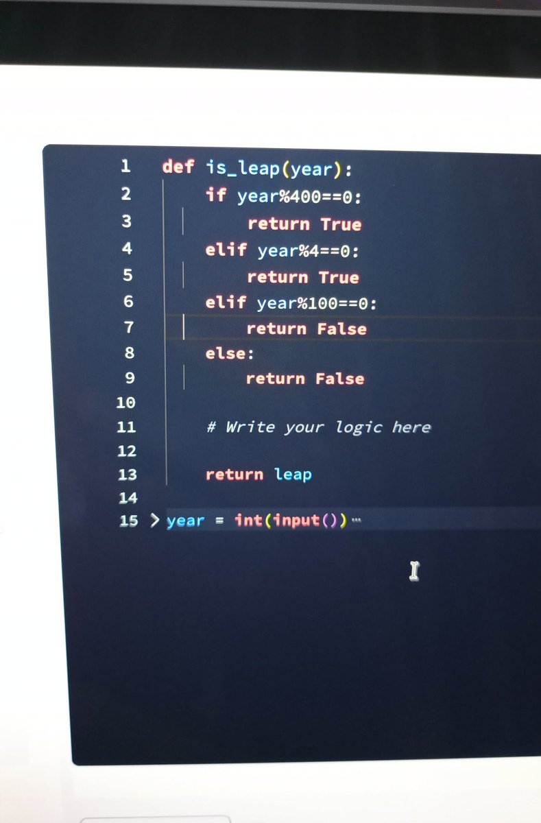 kamyasingh123's tweet photo. Day 1 of #100daysofpython🐍
Task-->Check whether a year is leap year or not. 
return True if it is, else return False.
....
But it failed for some test cases.
#beginner #hackerrank https://t.co/ytfEmhiZ07
