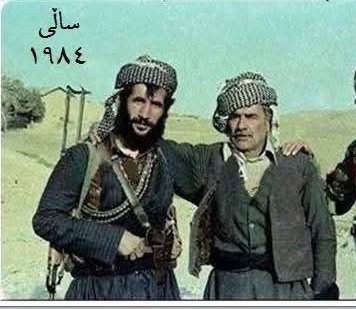 The Kurdish national hero Mama Risha with the Kurdish artist Ahmed Shamal , 1984 .