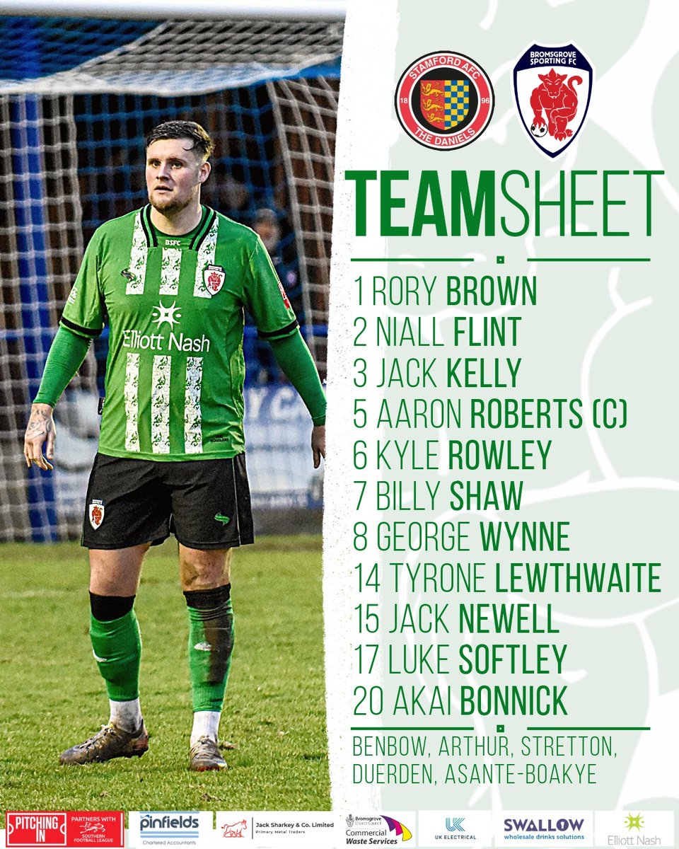 SportingFC's tweet photo. ๐ข LINE-UP: Here's how we look for today's league game...
๐ฅฉ one change to the XI from last Saturday's win, as Jack Newell comes in
๐๏ธ new addition Archie Duerden makes the bench
#STABRO https://t.co/plrDo3qfiF