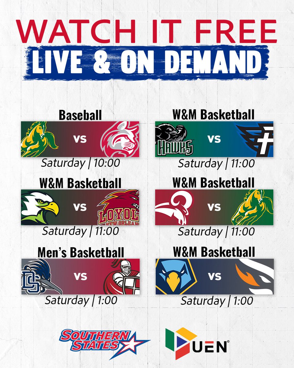 SSACsports's tweet image. ⚾️🏀 𝗙𝗥𝗘𝗘 𝗦𝗦𝗔𝗖 𝗦𝗧𝗥𝗘𝗔𝗠𝗦 𝗧𝗢𝗗𝗔𝗬

Baseball &amp;amp; Basketball — streaming FREE on @UrbanEdgeTv. Don’t miss a moment live or on demand!

📺 urbanedgenetwork.net/?school=southe…