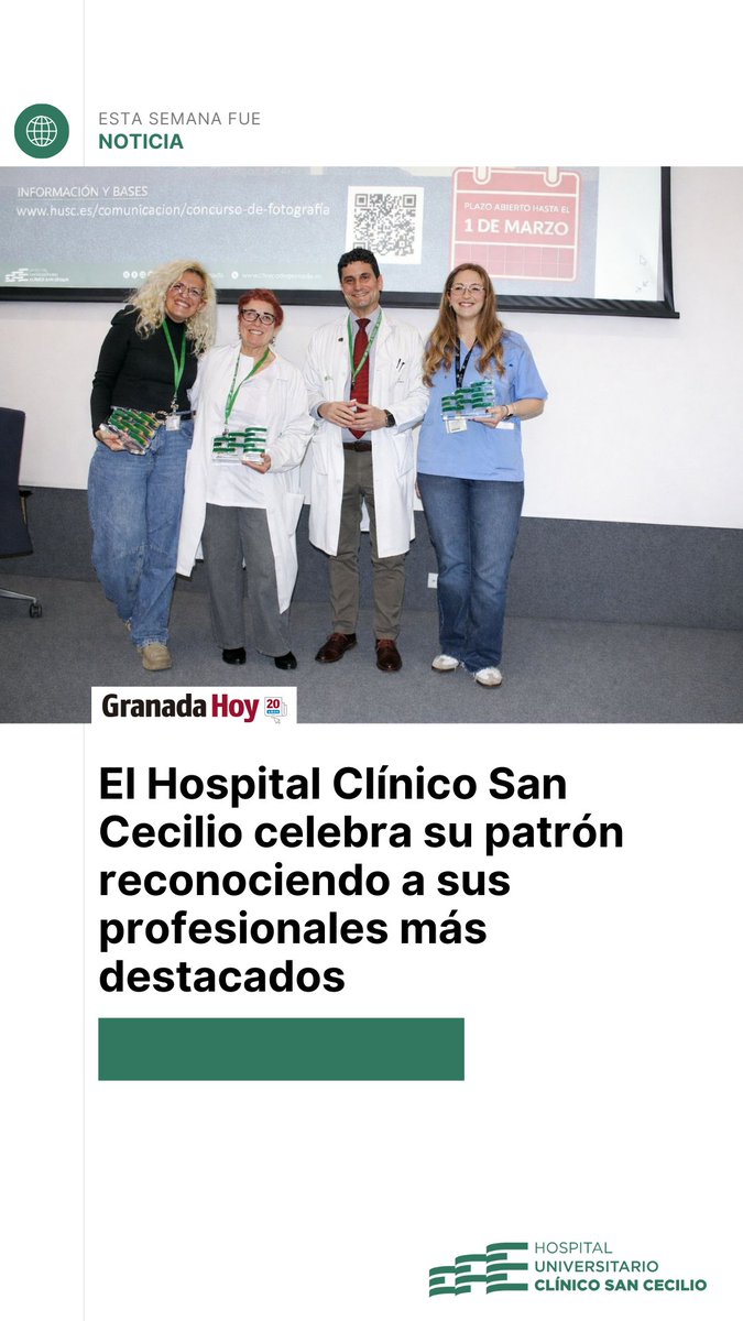 #EstaSemanaFueNoticia | El Hospital Clínico San Cecilio celebra su patrón reconociendo a sus profesionales más destacados.

granadahoy.com/granada/hospit…

Vía <a href="/granadahoy/">Granada Hoy</a>