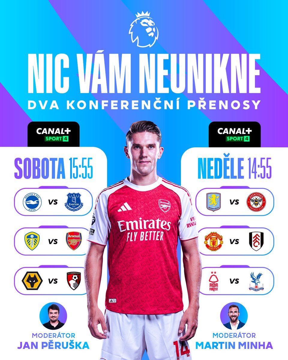 Ani tenhle víkend vám nic neunikne! ⚽️🤩

Další extra porce konferenčních přenosů exkluzivně na CANAL+ Sport 4. 🖤💚

Sobota 15:55 | 🎙️ <a href="/JPeruska/">Jan Pěruška</a> 
Neděle 14:55 | 🎙️ <a href="/martin_minha/">Martin Minha</a>