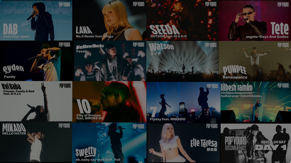 【POP YOURS 2025 Live Archives🎞️】

YouTubeにてPOP YOURS 2025の
パーフォマンス映像・ドキュメンタリーが40本以上公開中 👀✨

youtube.com/playlist?list=…