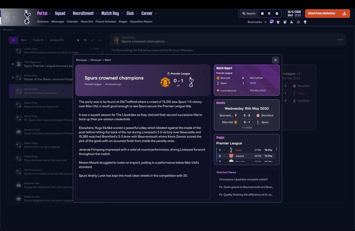 SeraaPlays's tweet photo. Did the double 😆 #FM26

Back to back Premier League titles 😉 https://t.co/iPVjyWncS1