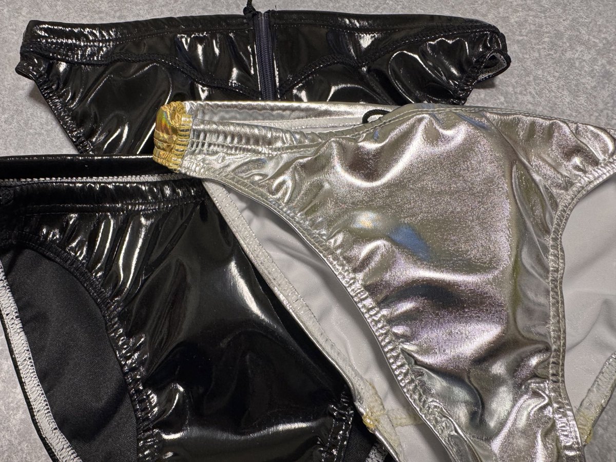 ダークセーバー競パンエナメル版のバックファスナーと銀金競パン