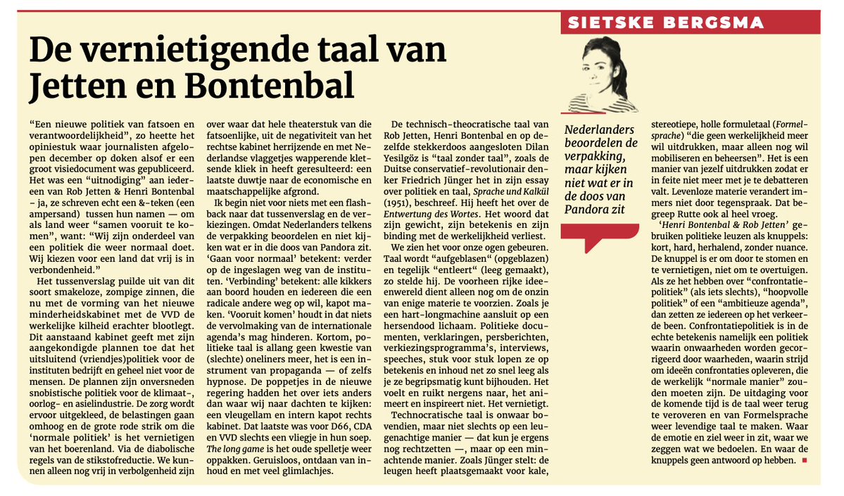 SBergsma's tweet image. Mijn column in de @AndereKrant vandaag.