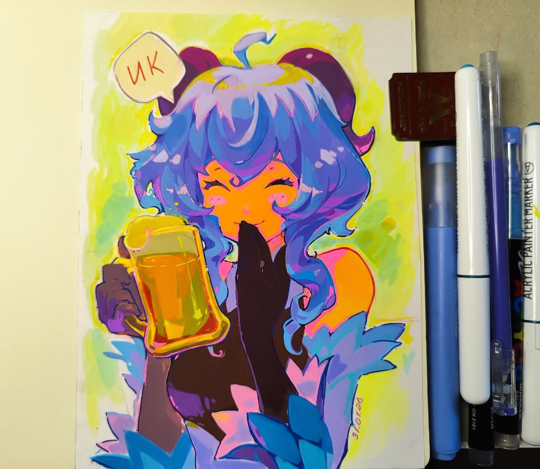 philiera's tweet image. Скетч с Ганью, переживший походы на детскую площадку, тусовку в ванной комнате и даже посиделки на диване с Гришней, готов. 
*учусь не вырисовывать каждую закарючку хотя бы на скетчах*
Маркеры лангуо, guangna,chosch и ручки лангуо 
#genshinimpact #Ganyu #languo #guangna #chosch