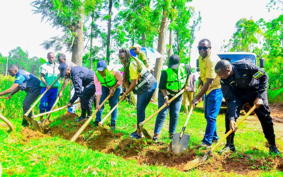RwandaSouth's tweet photo. Uyu wa Gatandatu, mu turere twose, habaye umuganda rusange usoza ukwezi kwa #Mutarama 2026. Guverineri @AKayitesiAlice ari kumwe n'ubuyobozi bw'Akarere ka @Muhangadis bifatanyije n'abaturage bo mu Murenge wa #Shyogwe mu muganda wo gutunganya umuhanda. https://t.co/jLSV312Q8s