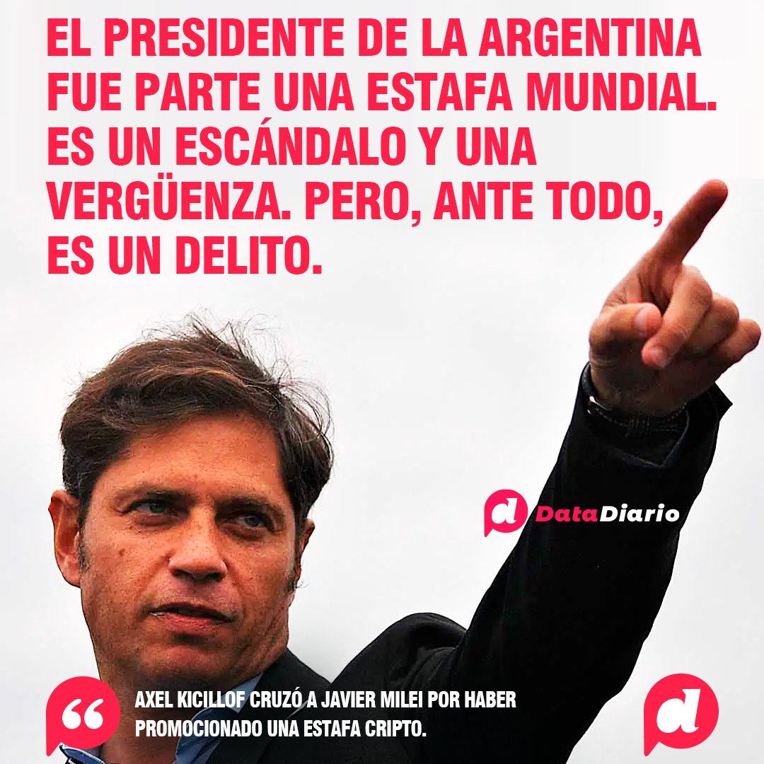 DanielS32026278's tweet photo. "El presidente de la Argentina fue parte de una estafa mundial,es un escándalo y una vergüenza,pero ante todo un delito" (Axel Kicillof).
#BuenSabado
$Libra
#MileiEstafador 
#HabraConsecuencias https://t.co/m4wN5mkUwy