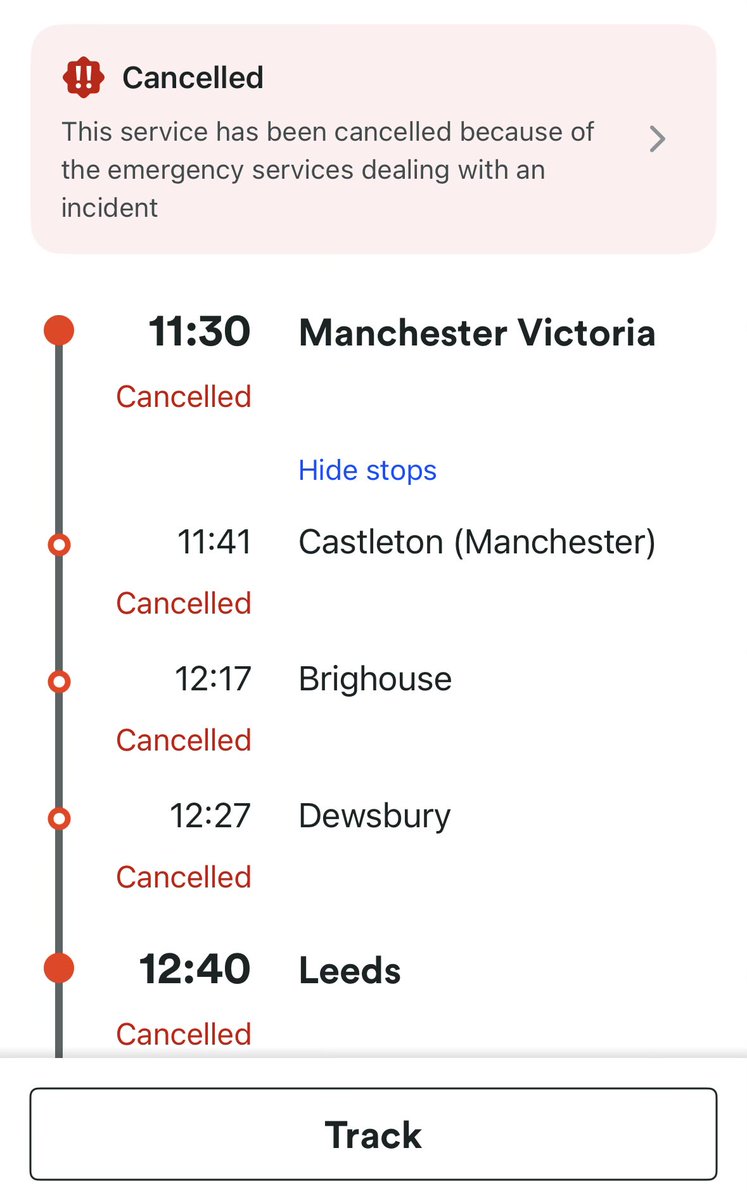 MelbournJack's tweet photo. @TPExpressTrains We’re travelling from Man Airport through to Leeds. It’s the connection at Man Victoria which has been cancelled. https://t.co/4HFcn7qc8I