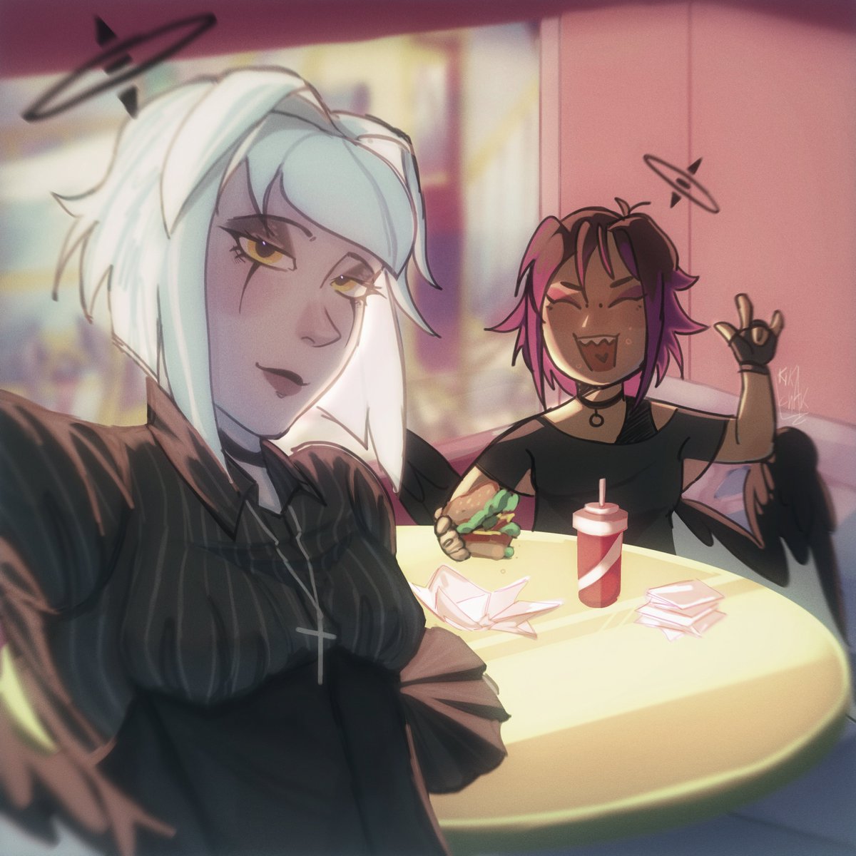KikaChakk's tweet photo. Carol and Annie (my friend's exorcist oc)
#HazbinHotel #HazbinHotelOC https://t.co/k0aRkBuqY3