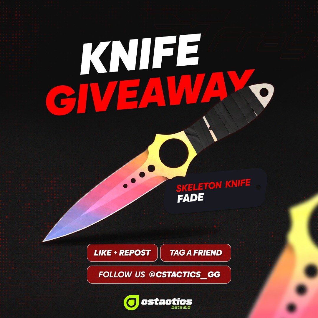 cstactics_gg's tweet image. 🎁CS2 GIVEAWAY🎁
Skeleton Knife | Fade FN🔥 ($650)

✅ Follow @cstactics_gg
🔁 Like and Retweet
👥 Tag a Friend

⏰ Ends in 7 Days!