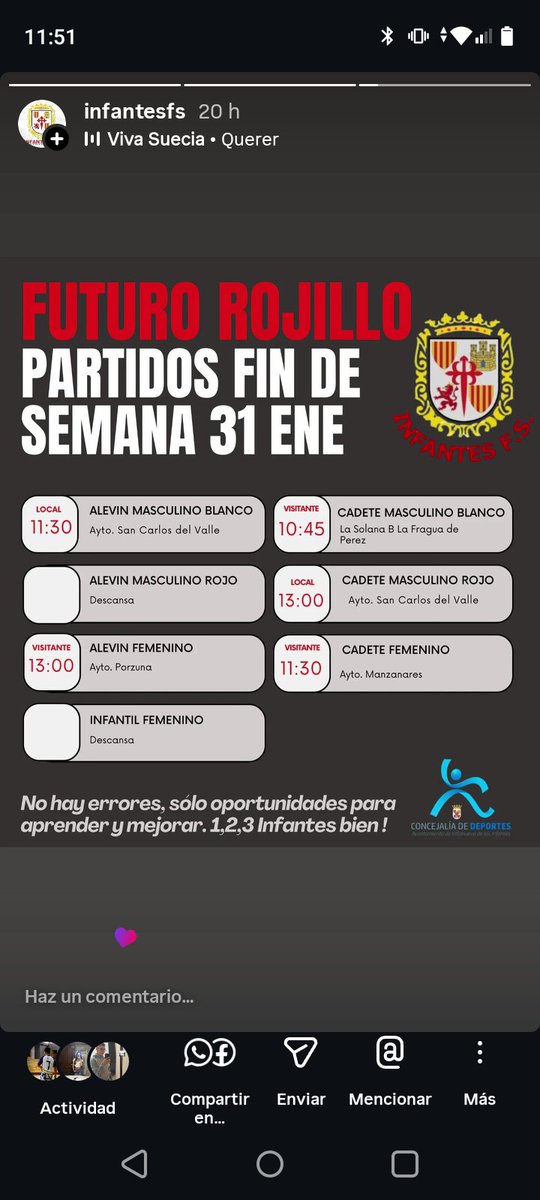 InfantesFS's tweet image. Escuelas deportivas IFS 2025-26
📝 31 Enero