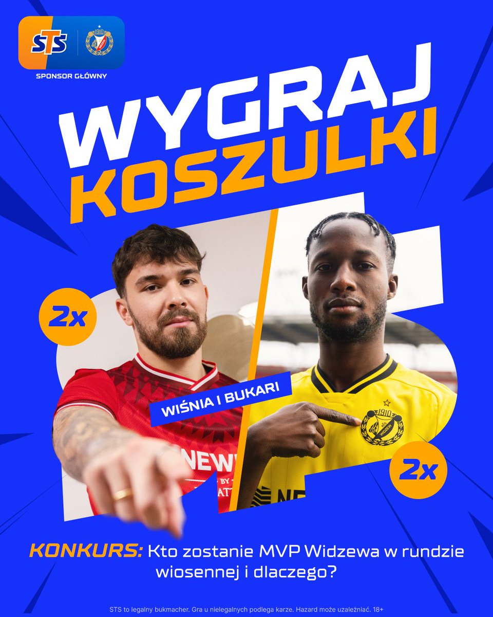 Admin obiecuje, Admin dowozi! 🫡

👉 Obserwuj STS, polub i podaj dalej post konkursowy
👉 Napisz, kto Twoim zdaniem będzie MVP Widzewa w rundzie wiosennej i dlaczego
👉 Dodaj #LiczySięBardziej
👉 Odpowiedz do niedzieli, 01.02, do 23:59
👕 Nagrody: 2x koszulka Wiśniewskiego z