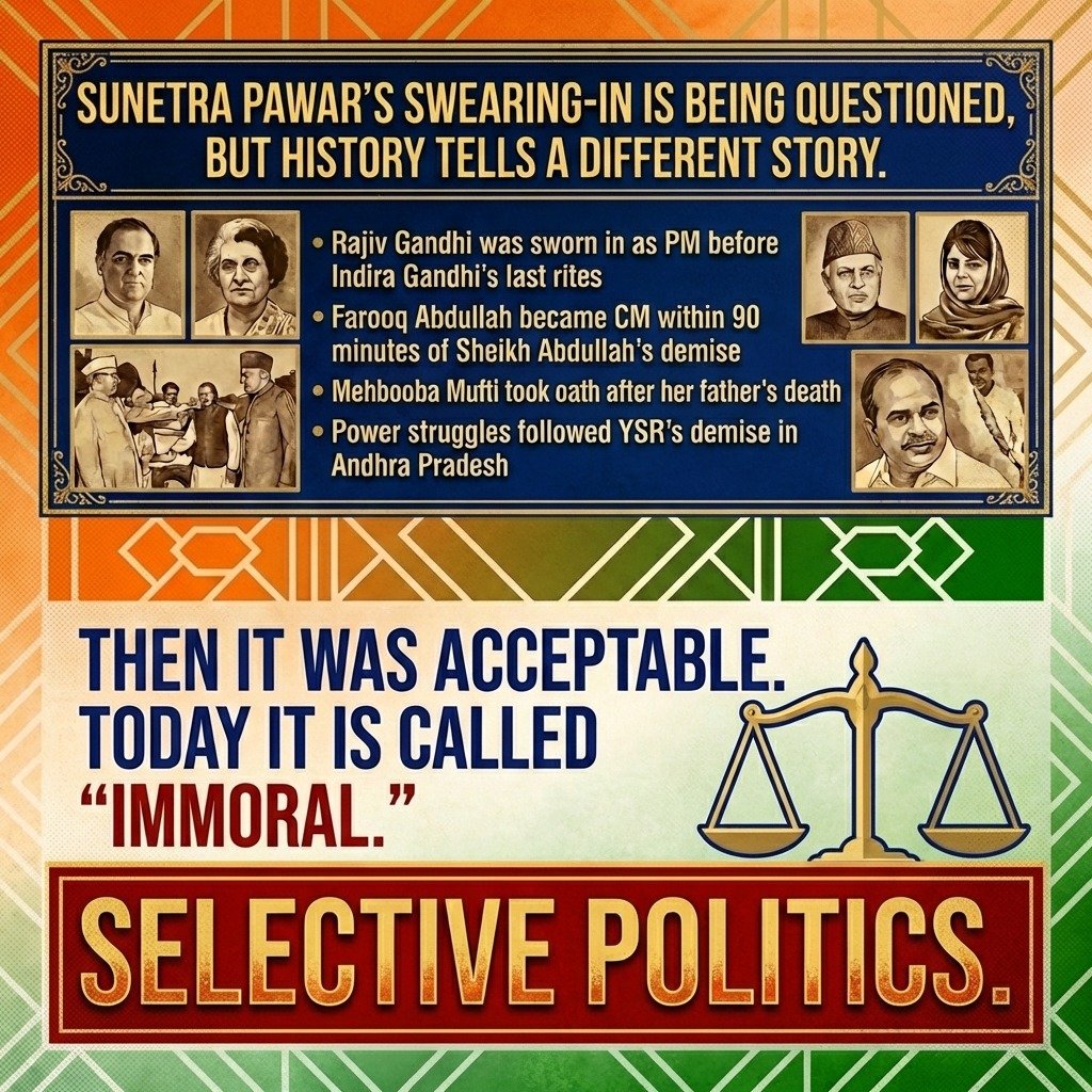 RajeshGupta5766's tweet image. इतिहास गवाह है—त्रासदी के समय सत्ता हस्तांतरण को पहले ज़रूरी निरंतरता कहा गया।
आज वही प्रक्रिया नैतिकता के नाम पर सवालों में है।
मानदंड नहीं बदले, राजनीति बदली है।
#SelectivePolitics #PoliticalHistory