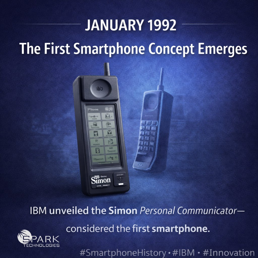 January 1992

The First Smartphone Concept Emerges

IBM unveiled the Simon Personal Communicator—considered the first smartphone.

☎️ Ahead of its time, but a glimpse of the future.

#SmartphoneHistory #IBM #Innovation #sparktechllc