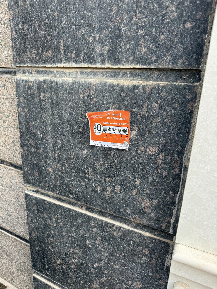 rohitroohi's tweet photo. @Tripleplayinter Dear @TripleplayFibre
Putting non-removable stickers on people’s houses without consent is not marketing, it’s vandalism.
If your service is good, try selling it with ethics — not glue.
Come remove this.
#UnwantedMarketing #DoBetter https://t.co/tM2dzRr1rH