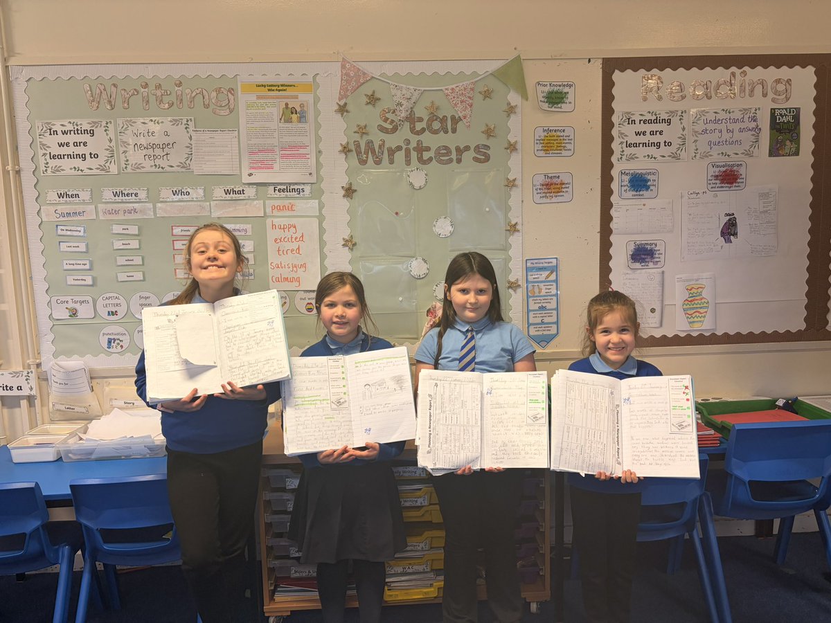 A big well done to our four star writers this week 👏🏼 They wrote some super newspaper reports on why our school was closed for the day from giant attacking turtles, to snow storms to terrible tornadoes! Great work P3/4/5 🌟 <a href="/Chapelgreen_PS/">Chapelgreen PS & NC</a>