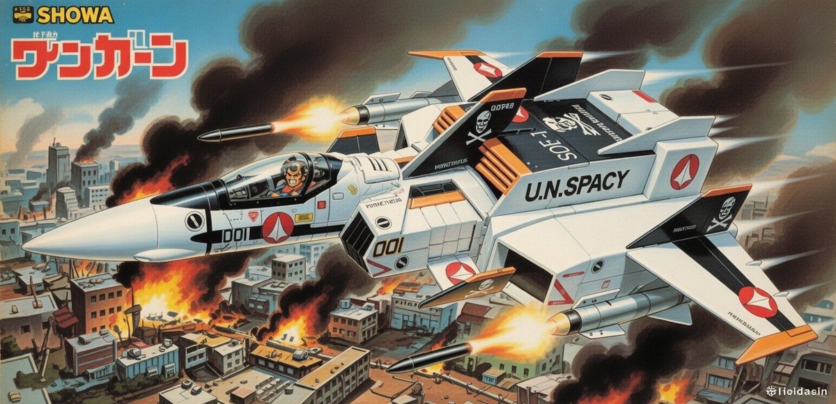 見てこの昭和感🤭 Grok で模型を箱絵風に🤭