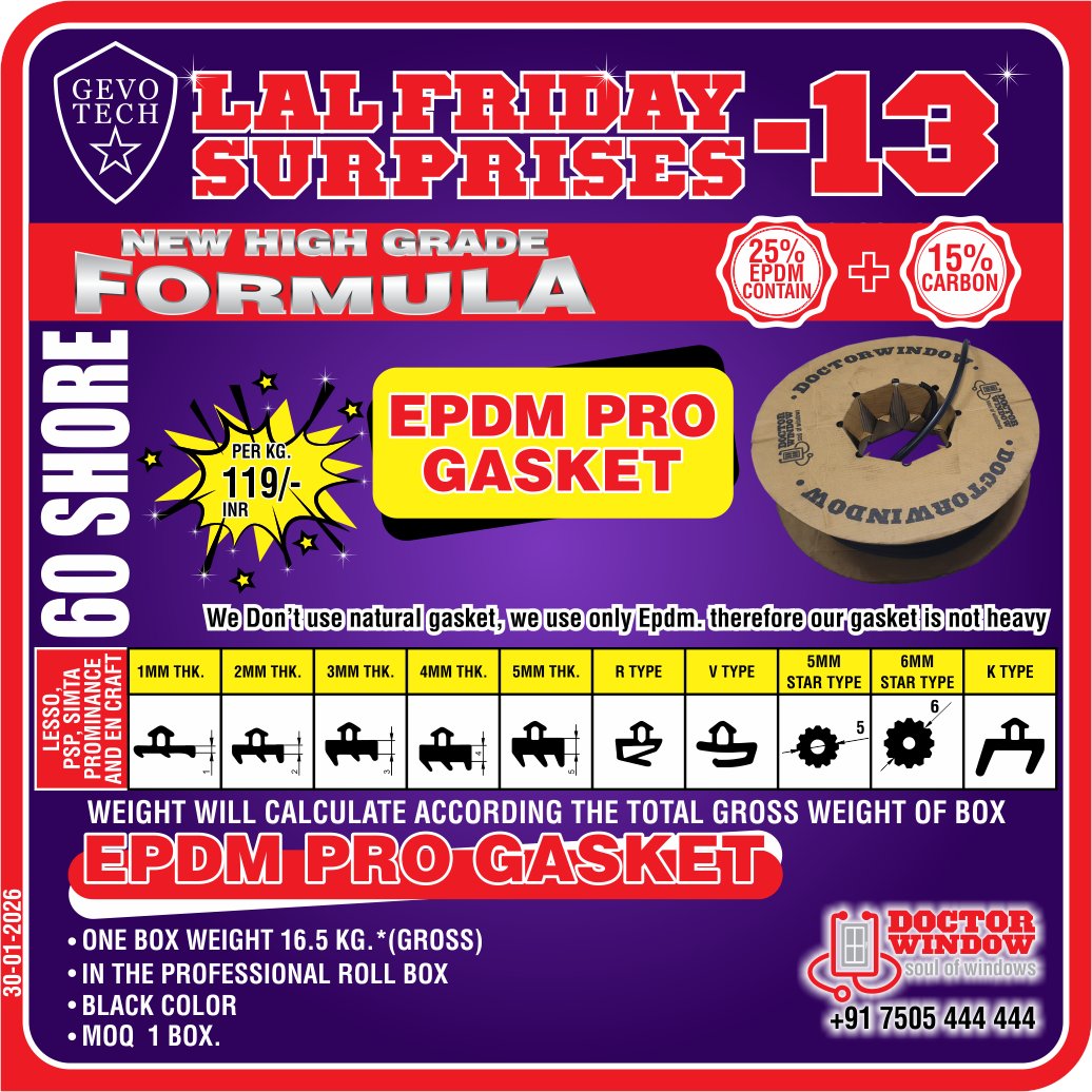 DOCTORWINDOW_IN's tweet image. GEVO TECH BOSS PU FOAM UNIVERSAL
GEVO TECH FUSION U PACKER (1, 3 &amp;amp; 5mm THICKNESS)
GEVO TECH EPDM PRO GASKET
GEVO TECH WATER DRAINAGE CAP

#pufoam #upacker #epdmgasket #waterdrainagecap #doctorwindow #soulofwindows #hardware #besthardware #hardwareaccessories #door #window