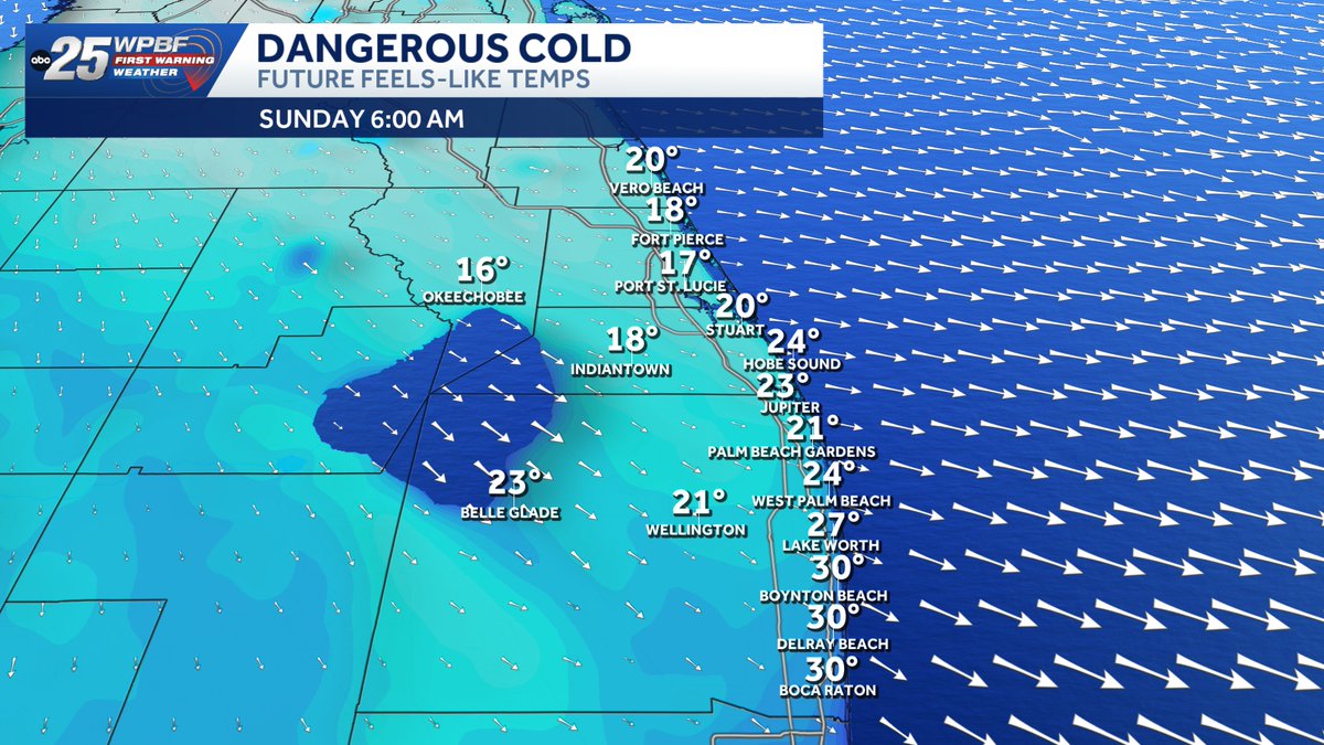 WPBF_BROOKE's tweet photo. Extreme Cold Weather for South Florida tonight into Sunday. https://t.co/1Go2D61X0g