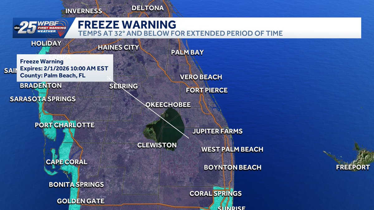 WPBF_BROOKE's tweet photo. Extreme Cold Weather for South Florida tonight into Sunday. https://t.co/1Go2D61X0g