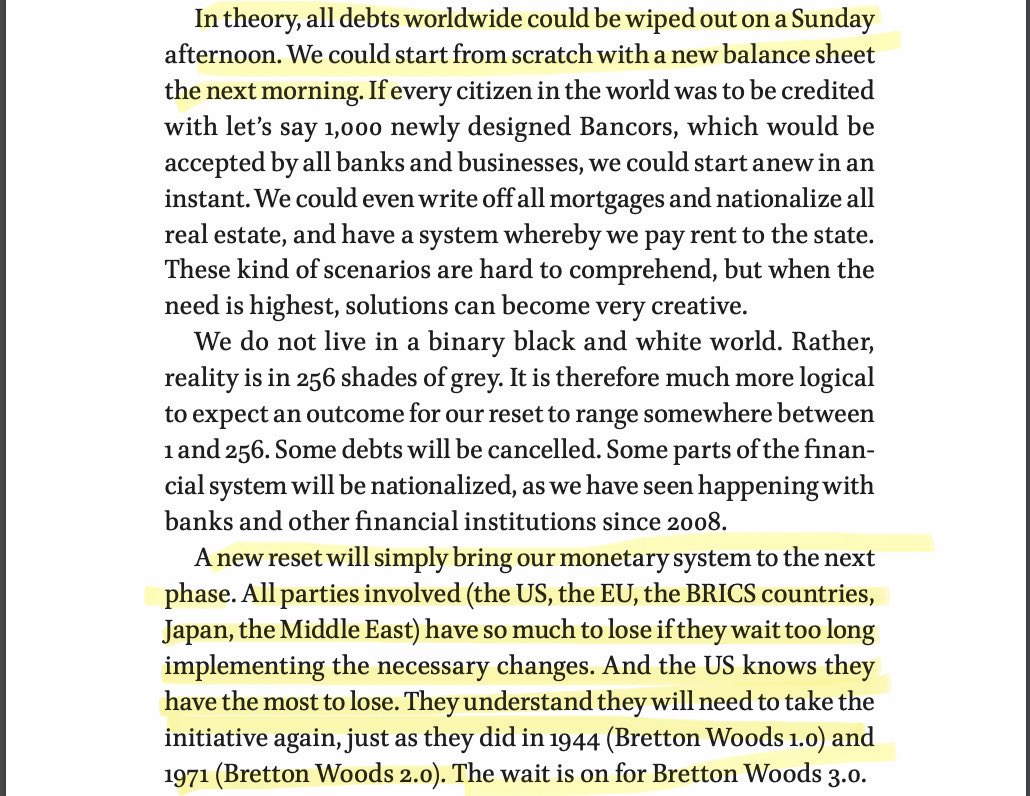 SMQKEDQG's tweet photo. ‼️A NEW RESET WILL BRING OUR MONETARY SYSTEM TO THE NEXT PHASE FOR ALL PARTIES INCLUDING BRICS AND U.S‼️

“In theory, all debts worldwide could be wiped out on a Sunday afternoon. We could start from scratch with a new balance sheet the next morning.”🙇‍♂️

Brenton Woods 3.0 is coming…💨