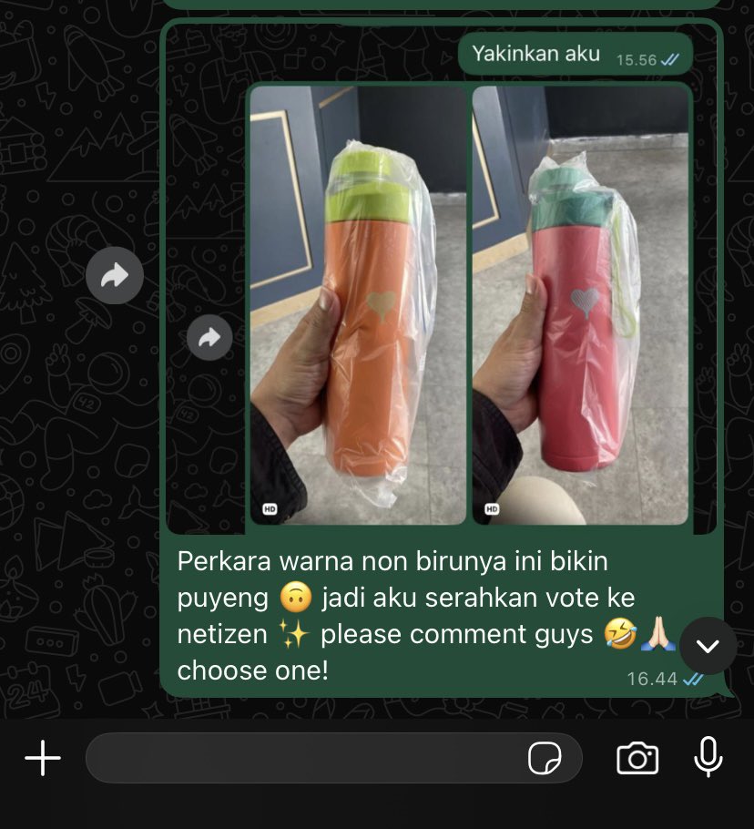 dunyamaga's tweet image. Karena gamau puyeng sendirian, minta tolong bantu vote warna tumblr ini dong guys 😭

🔹Jeruk 🍊 or Semangka 🍉?

#tumblr #bottle #KopKen #KopiKenangan #vote #promotwt #zonajajan #zonacuan #zonauang #jajan #cuan #promo #online