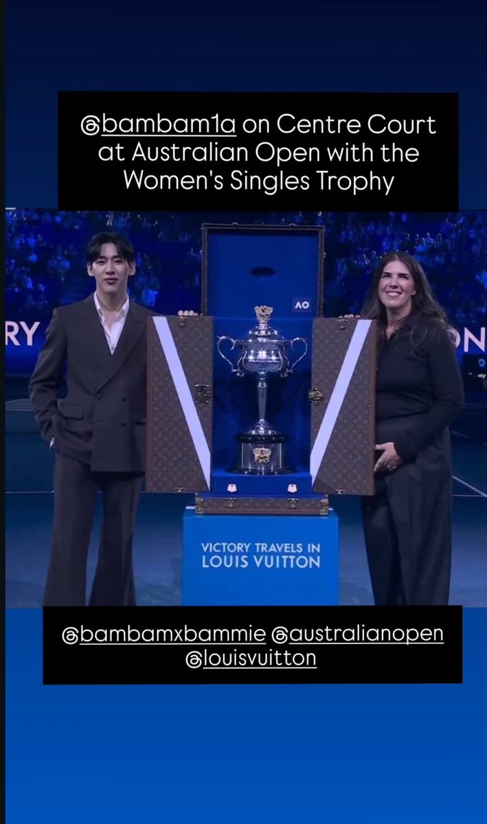 BamBam on Centre Court at Australian Open with the Women's Singles Trophy

#BamBamxLVatAO2026

#AusOpen #AO2026
#LouisVuitton <a href="/LouisVuitton/">Louis Vuitton</a> 
#BamBam #뱀뱀 <a href="/BamBam1A/">BamBam</a>