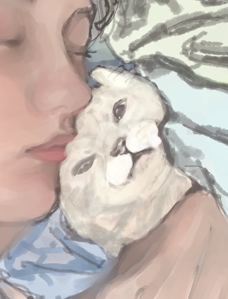 猫が小さい頃、毎日甘えてくれて嬉しかった思い出を描いている🐈