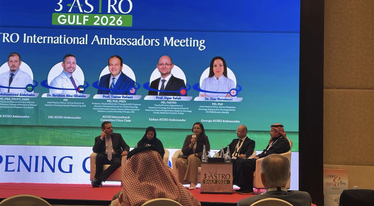 Just wrapped up the 3rd Best of ASTRO Gulf 2026 
Proud to participate as a speaker &amp; ASTRO Ambassador to Saudi Arabia 🇸🇦 . Amazing opportunity to connect with colleagues, share knowledge, and strengthen our radiation oncology community across the region

#ASTRO #RadOnc
<a href="/ASTRO_org/">ASTRO</a>