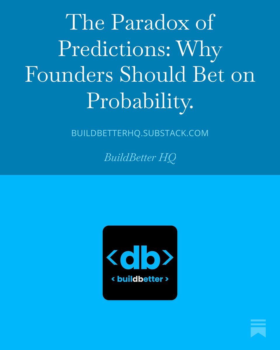 pete2094's tweet photo. The Paradox of Predictions: Why Founders Should Bet on Probability and not on the future outcomes 
https://t.co/vUkiR0Iaac https://t.co/dE5aHh4MjJ