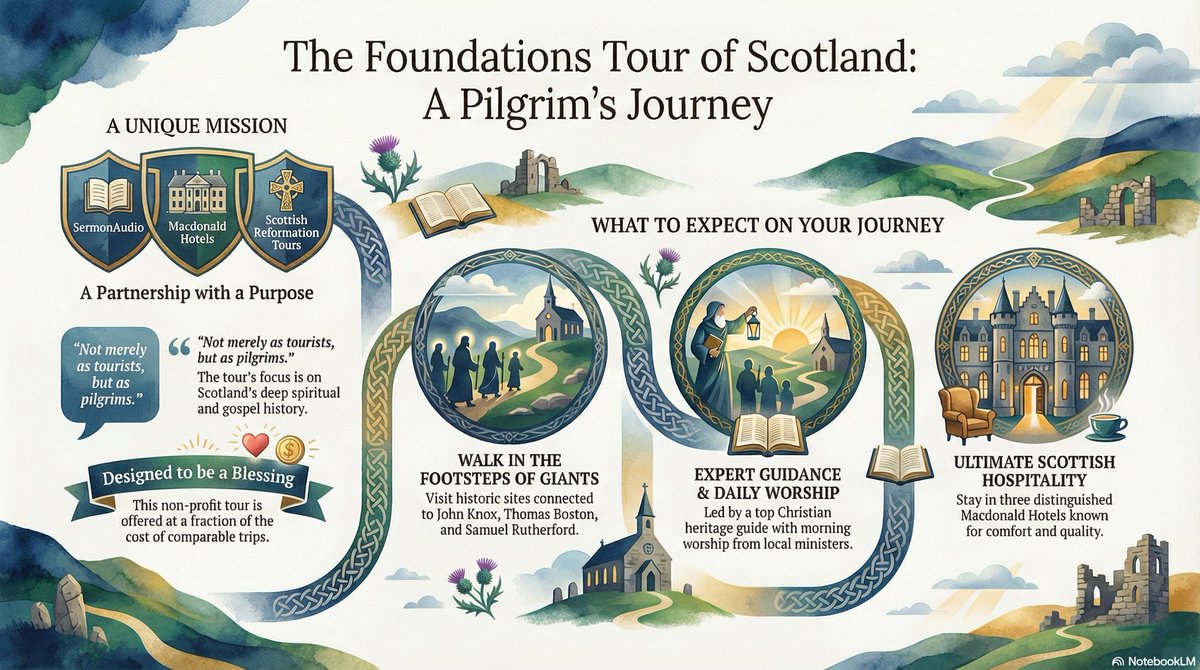 ONLY 7 SEATS LEFT. 

Vist the actual home of John Knox. Sit inside the actual church of Thomas Boston. See the actual grave of Robert Murray M’Cheyne. The land of giants and the land of revivals. Don’t just admire, be inspired to pray for the same today.

foundationstour.com