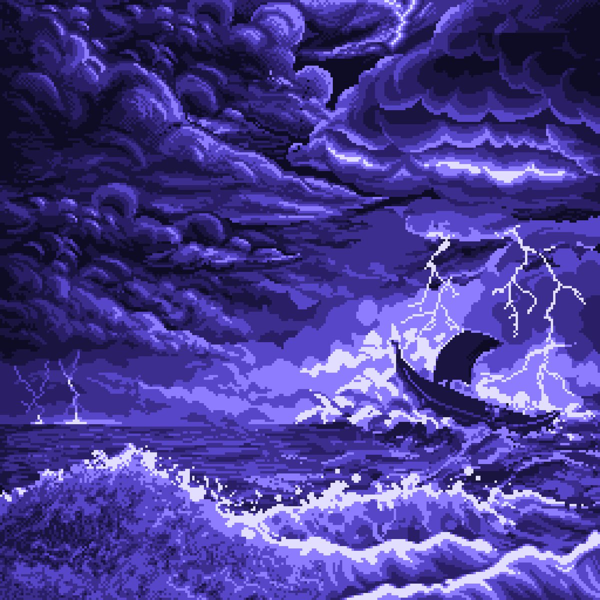 GodLikePixels's tweet image. Made a stormy cloud for @basepaint_xyz theme “strom at sea” today.
#pixelart