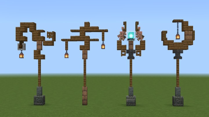 ファンタジーな街灯/street light

４つのデザインを並べました！気に入ったものがあれば作ってみてね！😆
#マイクラ建築 
#Minecraftbuilds