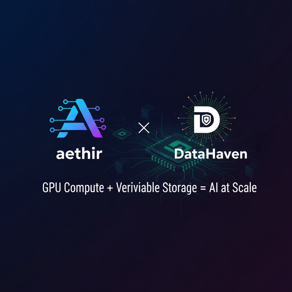 AI builders need two core resources: scalable GPU compute and private, verifiable storage. delivers decentralized GPU power, while DataHaven secures data with integrity and privacy. Together, they give AI teams everything needed to ship real products. <a href="/DataHaven_xyz/">DataHaven 🫎</a> @aethircloud