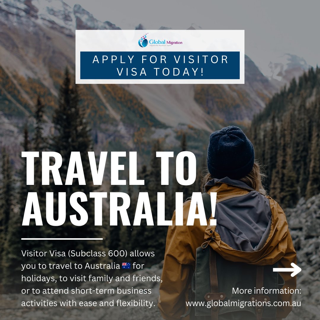 Global_aus's tweet image. ✈️ Travel to Australia with Confidence! 🇦🇺

Planning a holiday, visiting family &amp;amp; friends, or attending short-term business activities? The Visitor Visa (Subclass 600) lets you explore Australia with ease and flexibility 🌏✨

#VisitorVisa600 #AustraliaVisitorVisa #Australia
