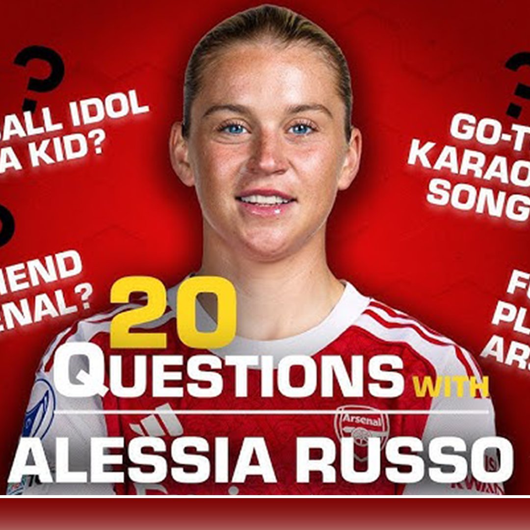 ESPNUK's tweet photo. Arsenal’s biggest prankster? Footballing idol? 

❓ 20 Questions with Alessia Russo ❔ https://t.co/nYm93Ht3of