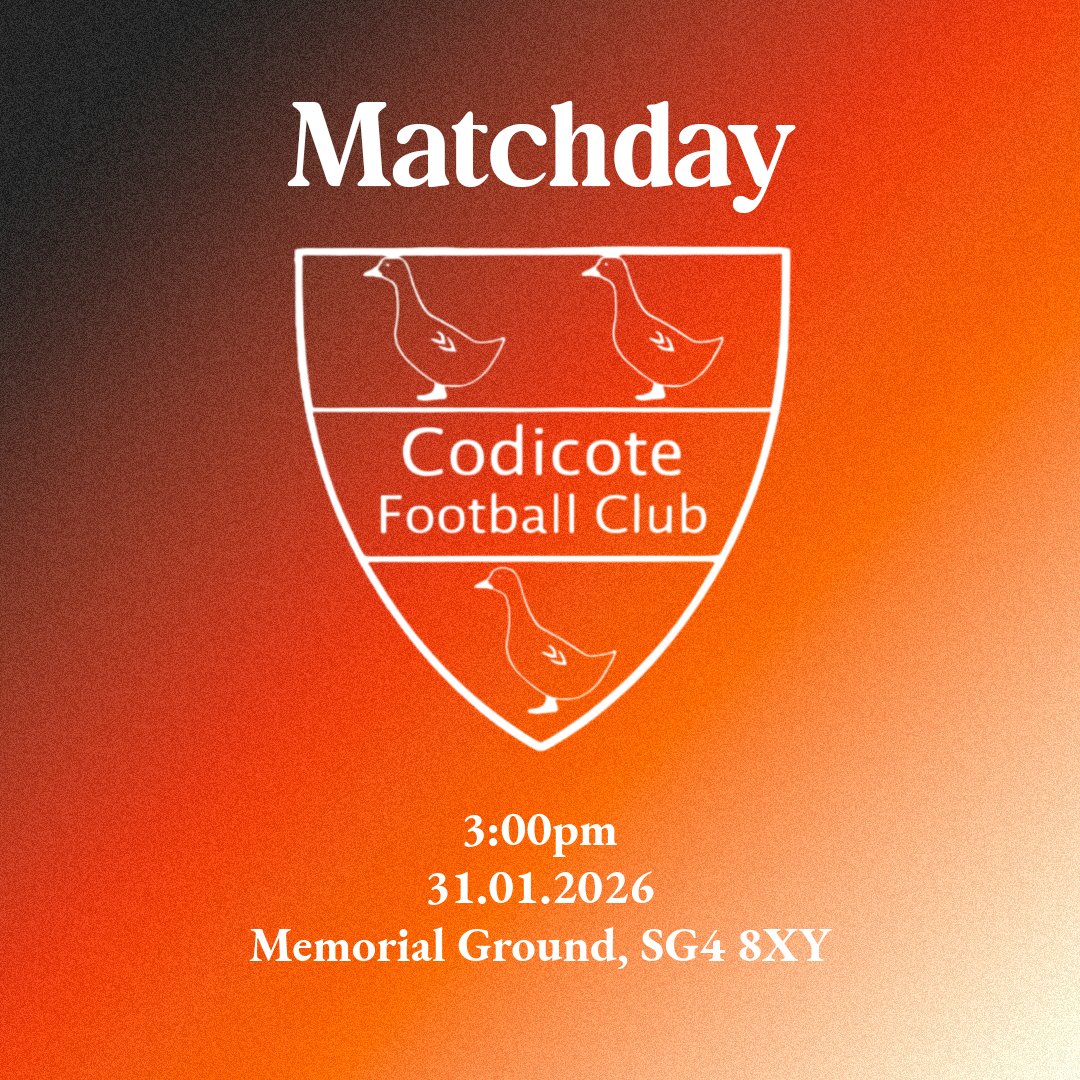 ☘️⚽️ | MATCHDAY

We travel to Codicote this afternoon, looking to get back to winning ways.

🆚 <a href="/FC_Codicote/">Codicote FC Est 1913</a>
🏆 Spartan Division Two
⏱ 3:00pm KO
📍 Memorial Ground, SG4 8XY