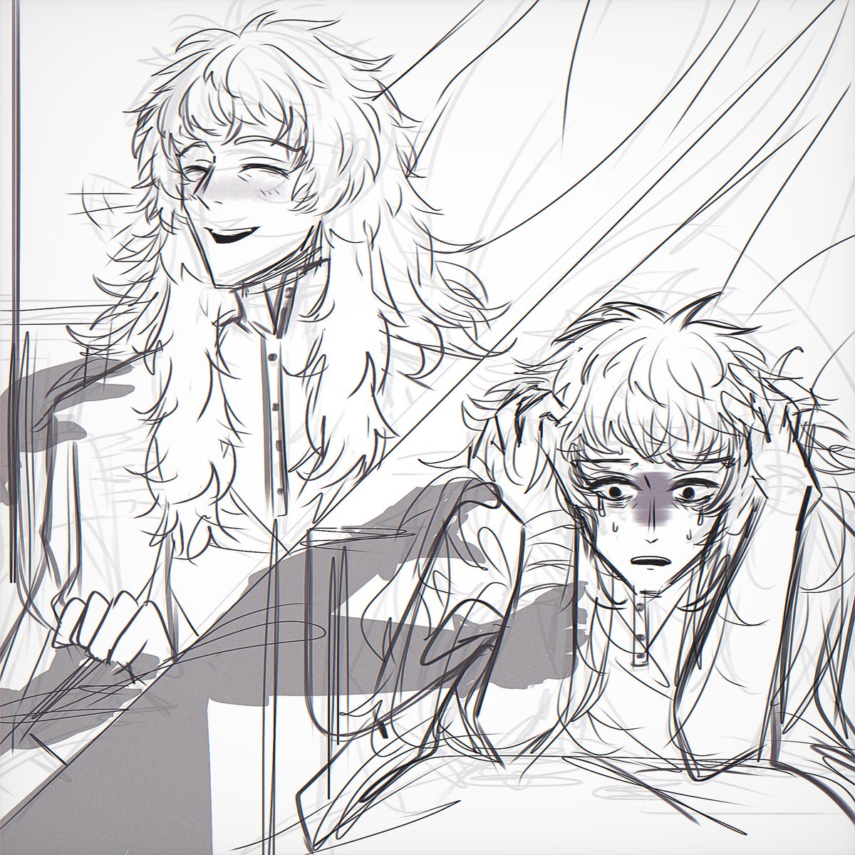 hanaki_han's tweet photo. ロマレフ
a sketch for that normal-human hospital AU
one moment they’re having a nice sweet conversation and next Lev is having an episode while Romani tries to help
I wanted to have at least one universe where Lev is alive and even there he pays for it with his sanity… https://t.co/BFdm3YmTP6