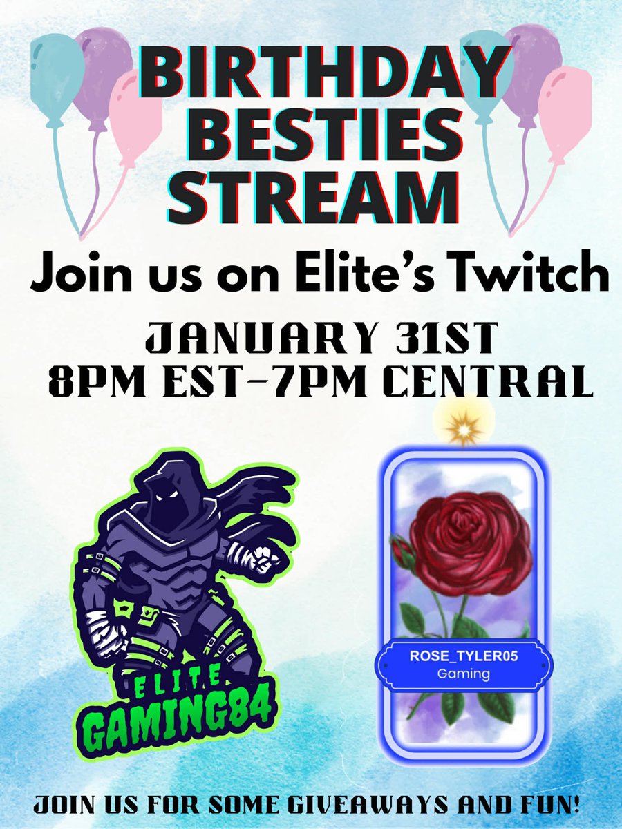 EliteGaming84's tweet photo. Join us tonight for some giveaways!!! Epic cards and Amazon gift cards!!! Come and hang out with us as we play Fortnite!! #gaming #giveaway #birthday #viral #fyp https://t.co/c482RQ0huo