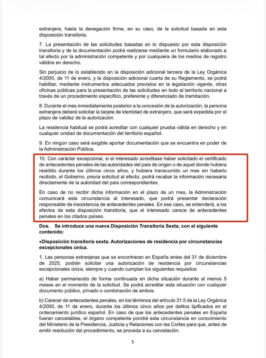 No es un "bulo" ni "desinformación" de la "extrema derecha".
Aquí está el documento del Gobierno.
Si el país de origen del inmigrante ilegal no responde en 30 días, bastará la "declaración responsable" del inmigrante para que se considere que no tiene antecedentes penales.
