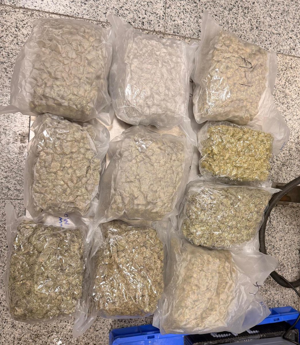 jsuryareddy's tweet image. The #DRI #Hyderabad officials seized 27.15 kgs Hydroponic Weed [#HydroponicWeed / #Ganja] worth ₹9.5 crore, at RGIA, from 4 passengers, arriving from #Bangkok, by Thai Airways. The #HydroponicGanja [#Drugs] was concealed inside trolley bags. Seven accused [4 International