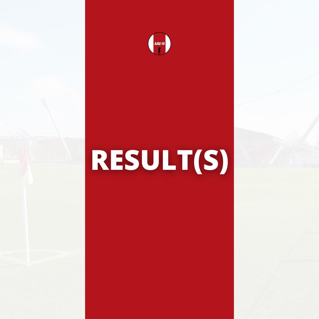 𝗥𝗘𝗦𝗨𝗟𝗧
• FC Dordrecht U13 - Ajax U13 (CUP, Last 16 - 9v9) 3-4
⚽️ Luuk Stinissen 2x, Jehu Simeon &amp; Isa Benyahia! ✅

#AjaxU13 #AjaxYouth