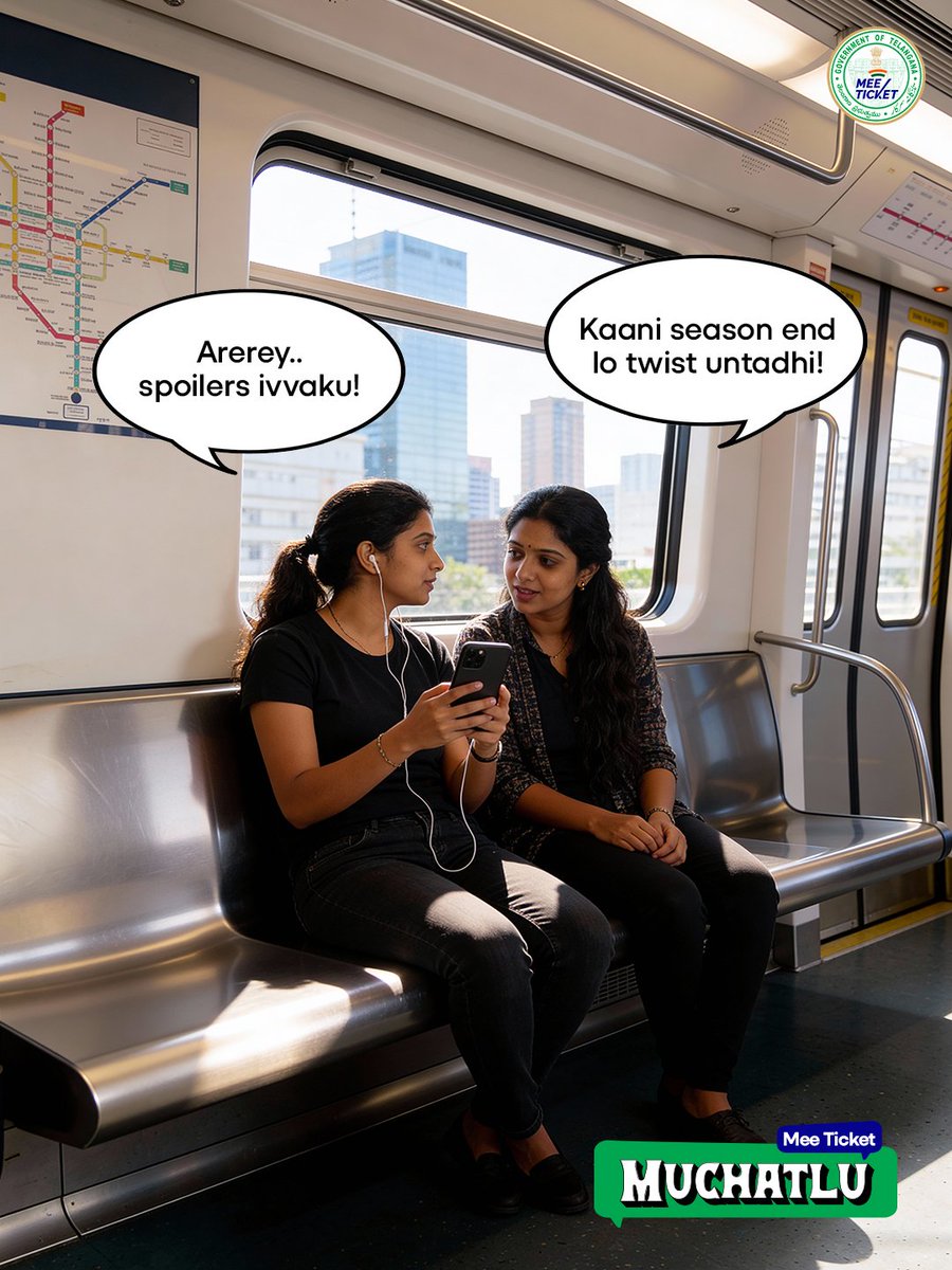TGMeeTicket's tweet photo. Metro lo oke series medha craze unna fans kalisthe, inka muchatle muchatlu!💬

#meeticketmuchatlu #meeticket #ticketedainaappokkate #governmentoftelangana https://t.co/wcVL1gDY5E