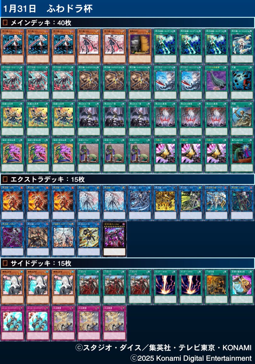 ふわドラ杯

巳剣　　　　　　✖︎◯✖︎
ヤミー　　　　　◯◯
烙印　　　　　　◯◯
キラーチューン　◯◯
磁石　　　　　　◯◯

VSK9                  ✖︎◯◯
ドゥームズ　　　◯◯
VS K9                  ✖︎✖︎

閃刀姫受かって6ー2でベスト4でした。
プレマ貰えて嬉しい！